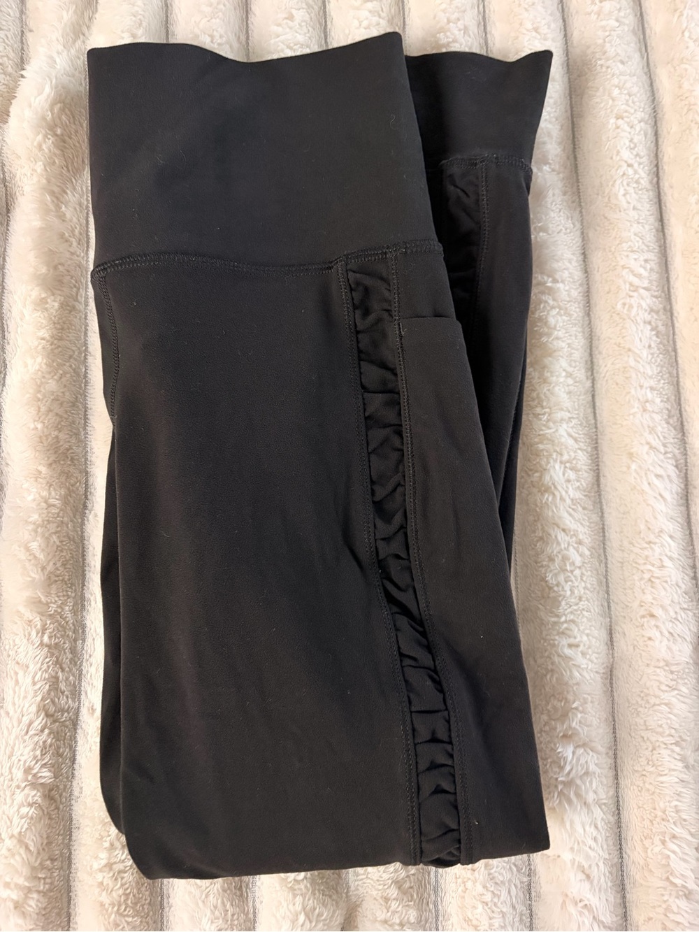 Athleta Black High-Rise Active Cropped Leggings with Side Ruffle